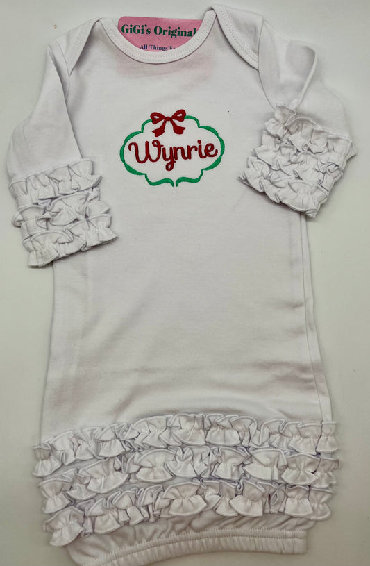 White Ruffles Baby Gown