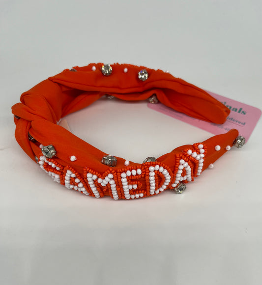 Tennessee Orange and White Gameday Seed Bead Headband