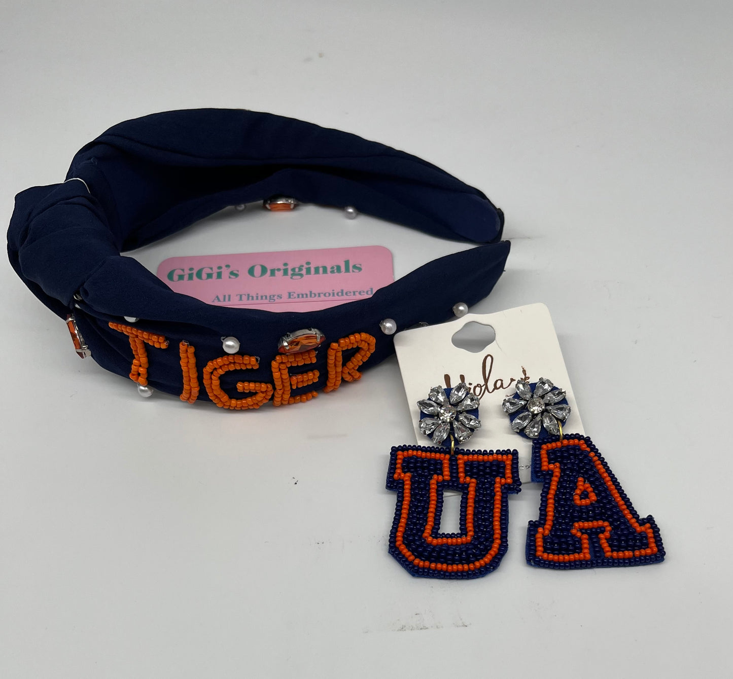 Tiger Orange and Navy Headband